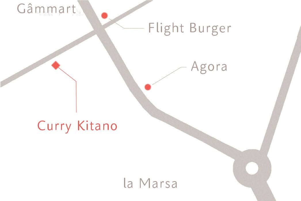 Map to Curry Kitano in La Marsa, near Agora and Flight Burger