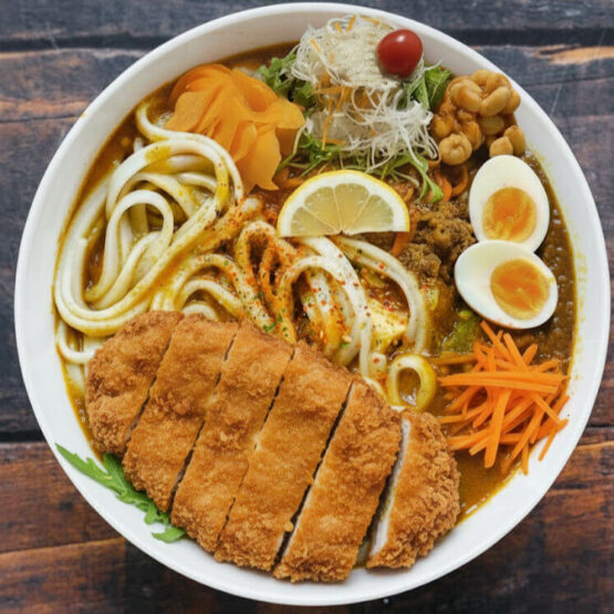 katsu fried chicken curry udon noodles